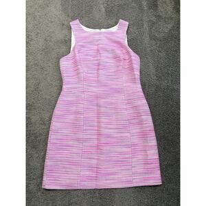 Lilly Pulitzer Size 14 Timeline Pink Purple Tweed Shift Dress Sleeveless Lined